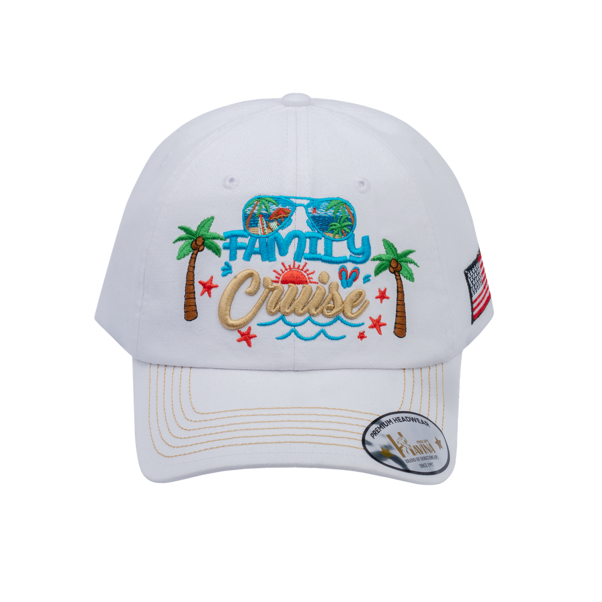 Embroidered Family Cruise - Traveling - 6 Panel Baseball Cap - White - Classic