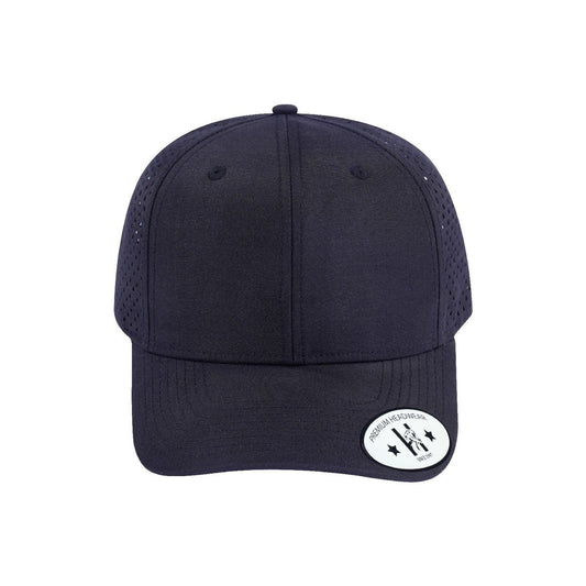 Blank 6-Panel Microfiber Laser Hole Trucker Hat with Black front and Black back