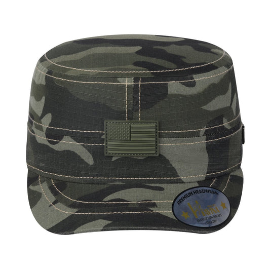 Rubber The US Flag - Military Hat - Green Camo/Green Camo