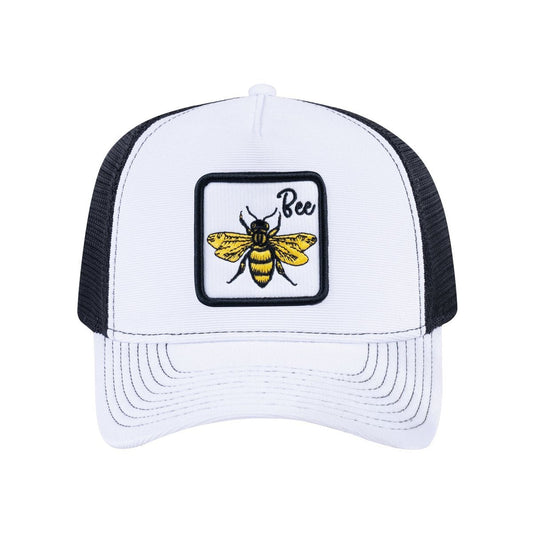 Bee V2 5-Panel Trucker Hat with White front and Black back