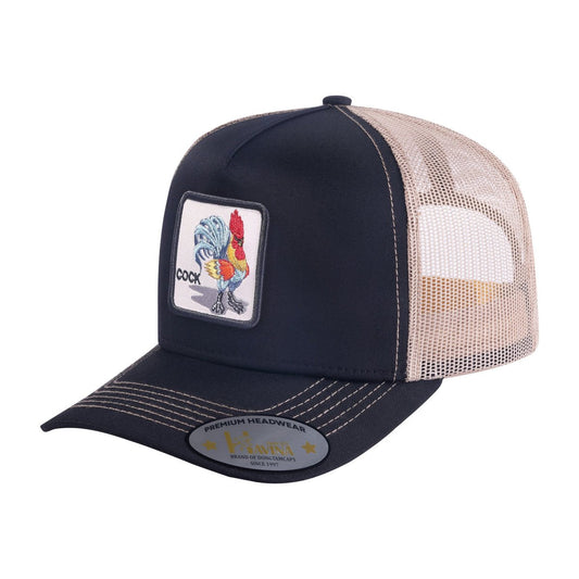 Chicken 5-Panel Trucker Hat with Black front and Khaki back