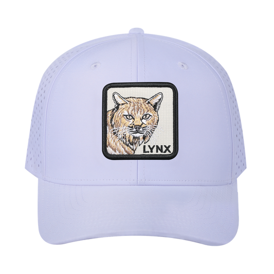 Lynx 6-Panel Microfiber Laser Hole Trucker Hat with White front and White back