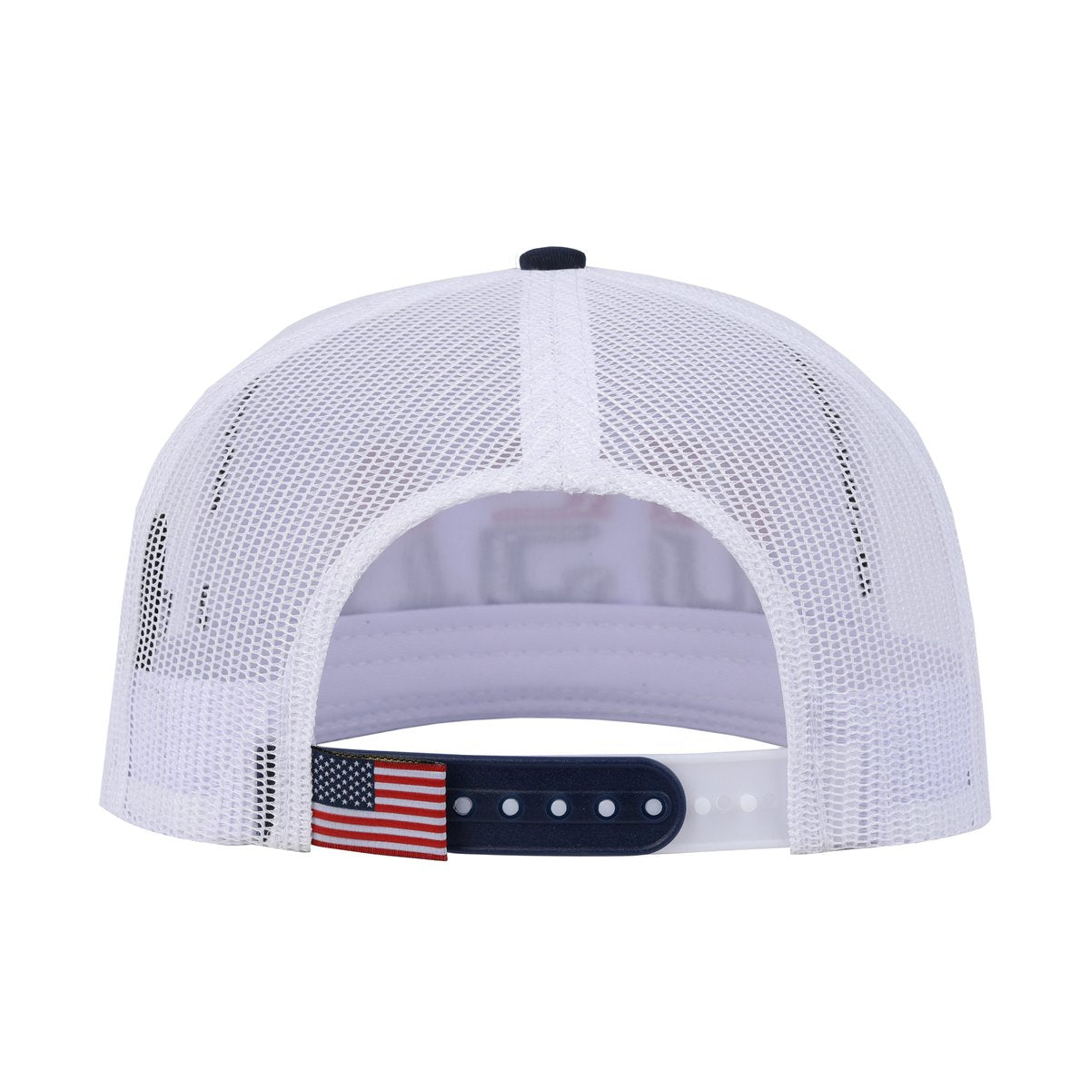 Embroidered Classic US American Flag - 5 Panel Snap Trucker Hat - White