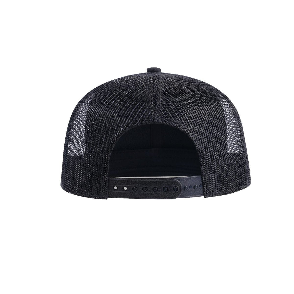 Blank 6-Panel Trucker Hat with Black front and Black back