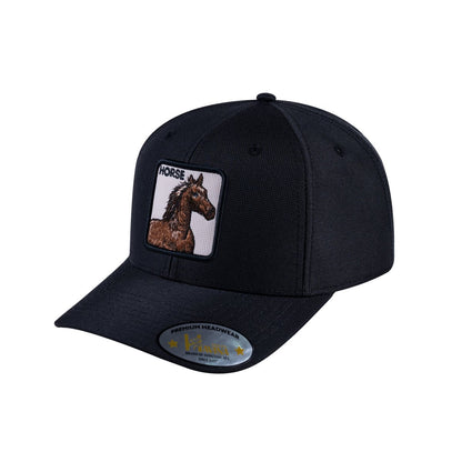 Horse V2 6-Panel Baseball Cap with Black front and Black back