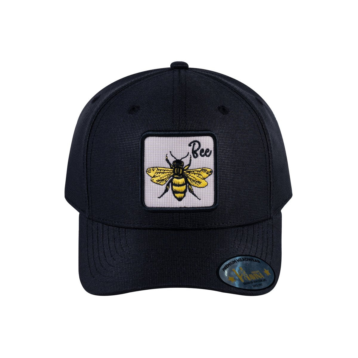 Bee V2 6-Panel Baseball Cap with Black front and Black back