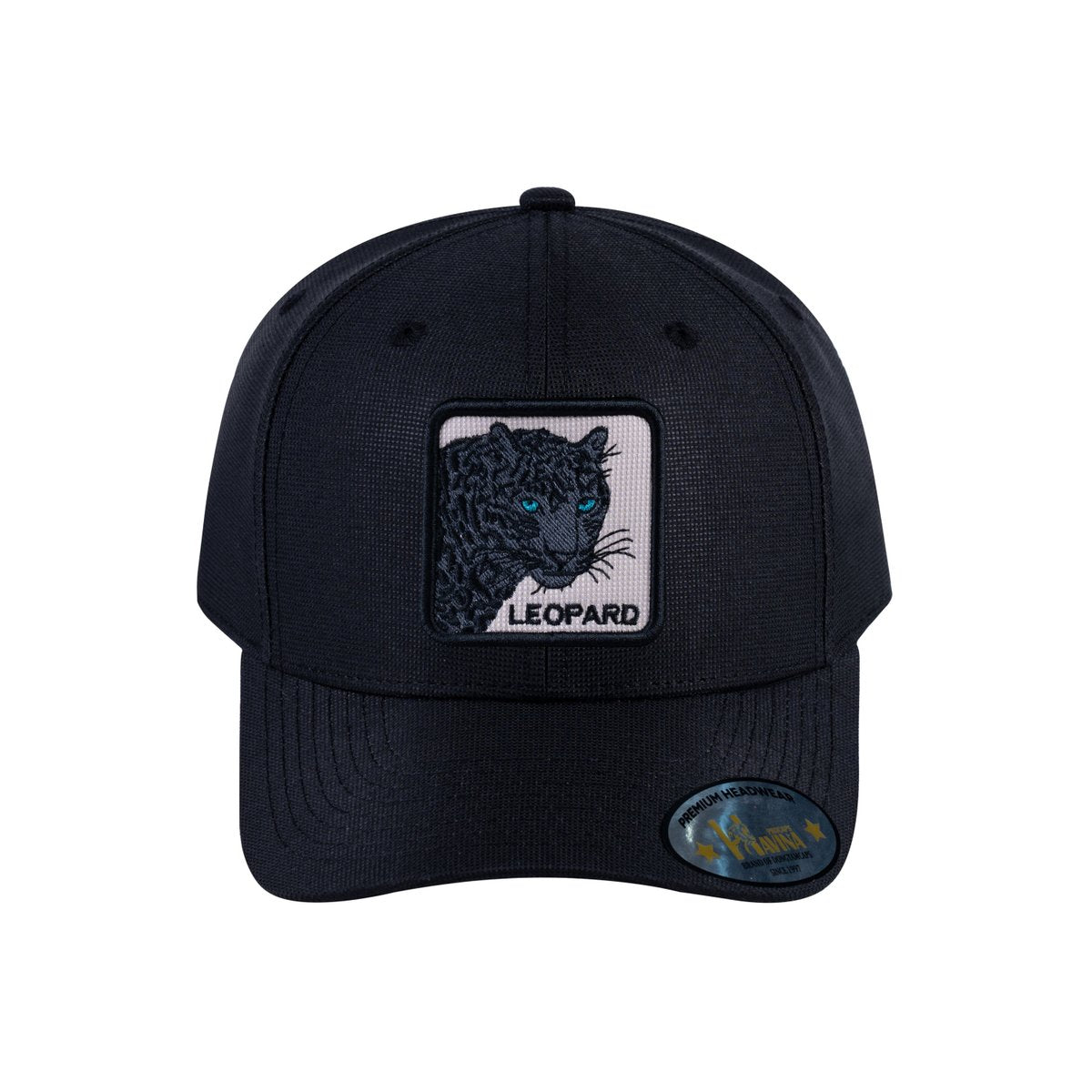 Leopard V2 6-Panel Baseball Cap with Black front and Black back