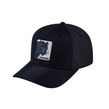 Leopard V2 6-Panel Baseball Cap with Black front and Black back