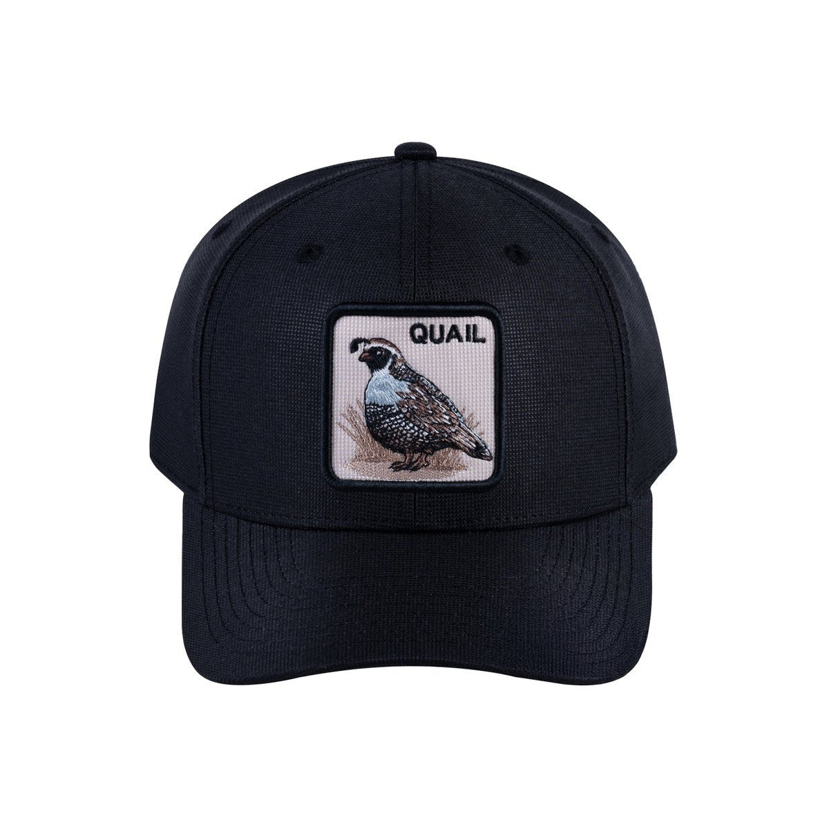 Quail V2 6-Panel Baseball Cap with Black front and Black back