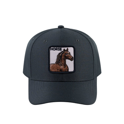 Horse V2 6-Panel Baseball Cap with Dark Grey front and Dark Grey back