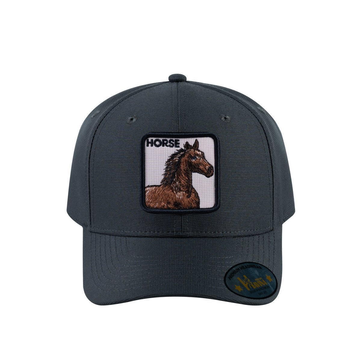 Horse V2 6-Panel Baseball Cap with Dark Grey front and Dark Grey back