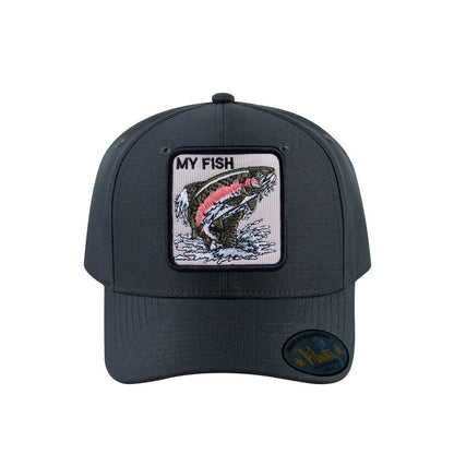Salmon V2 6-Panel Baseball Cap with Dark Grey front and Dark Grey back