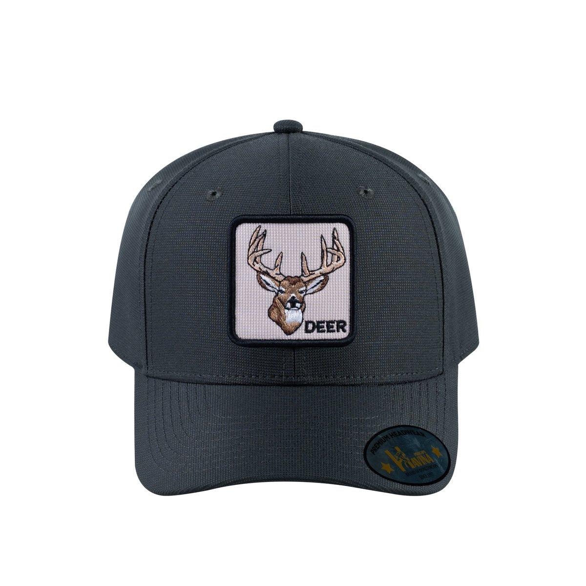 Deer V2 6-Panel Baseball Cap with Dark Grey front and Dark Grey back