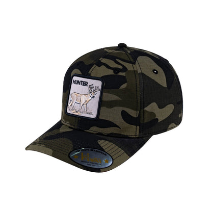 Hunter V2 6-Panel Baseball Cap with Green Camo front and Green Camo back
