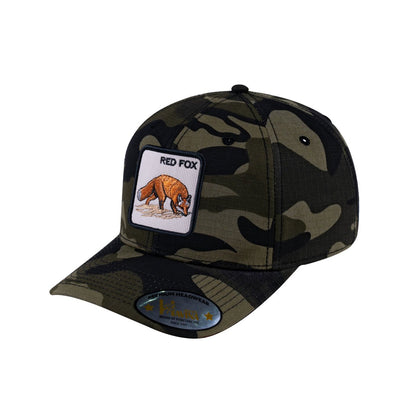 Red Fox V2 6-Panel Baseball Cap with Green Camo front and Green Camo back