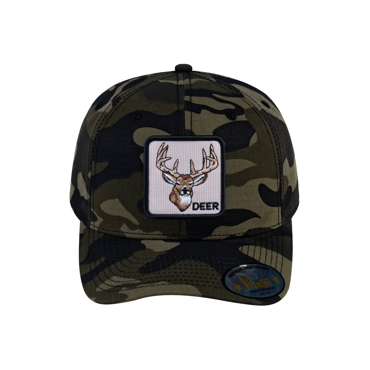 Deer V2 6-Panel Baseball Cap with Green Camo front and Green Camo back