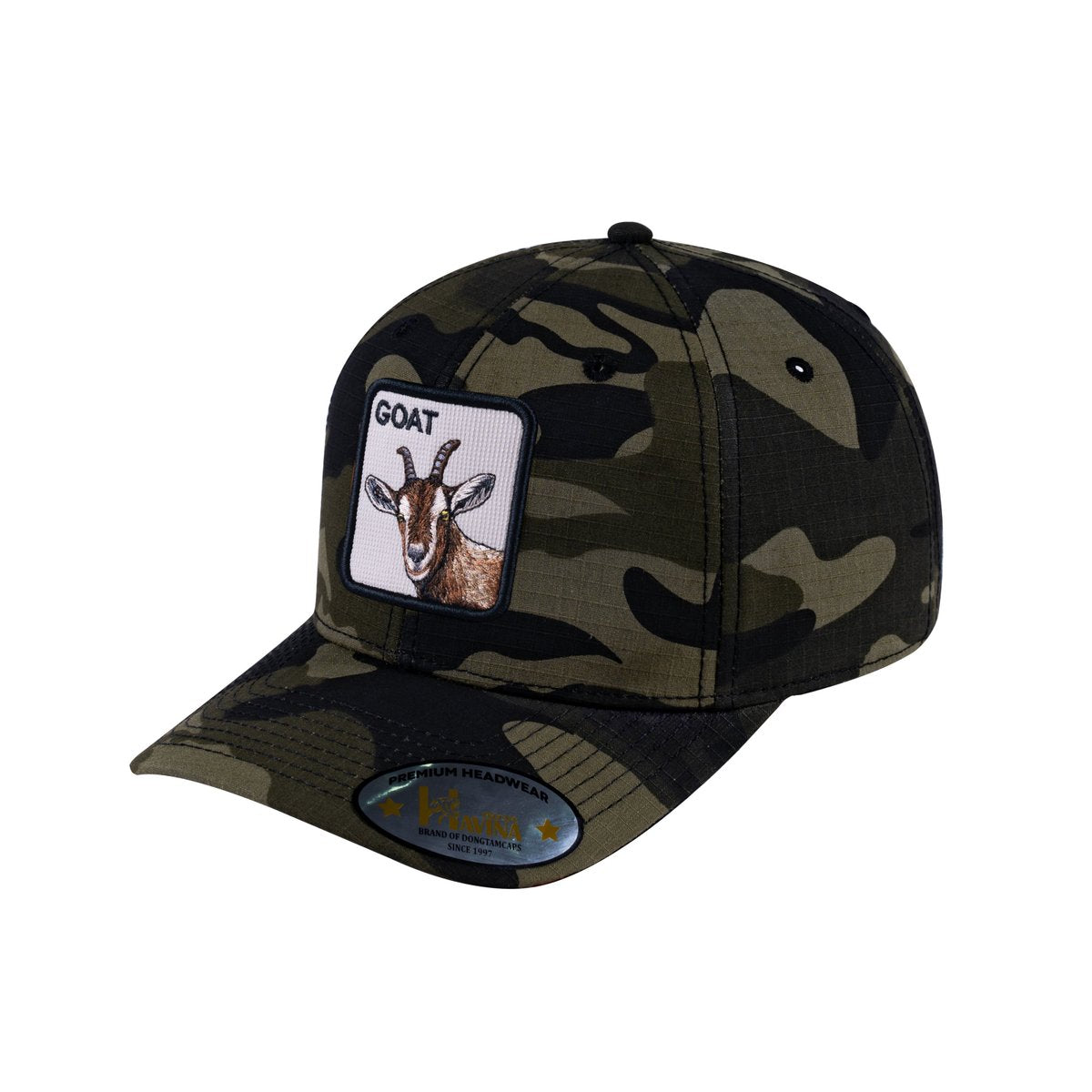 Goat V2 6-Panel Baseball Cap with Green Camo front and Green Camo back