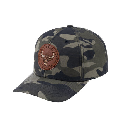 Taurus Zodiac V2 6-Panel Baseball Cap with Green Camo front and Green Camo back