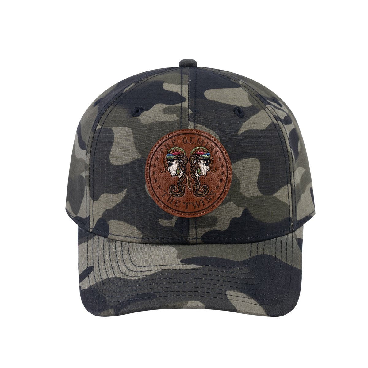 Gemini Zodiac V2 6-Panel Baseball Cap with Green Camo front and Green Camo back