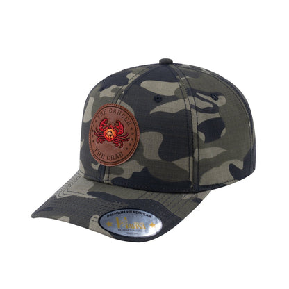 Cancer Zodiac V2 6-Panel Baseball Cap with Green Camo front and Green Camo back