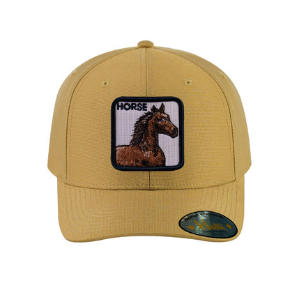 Horse V2 6-Panel Baseball Cap with Khaki front and Khaki back