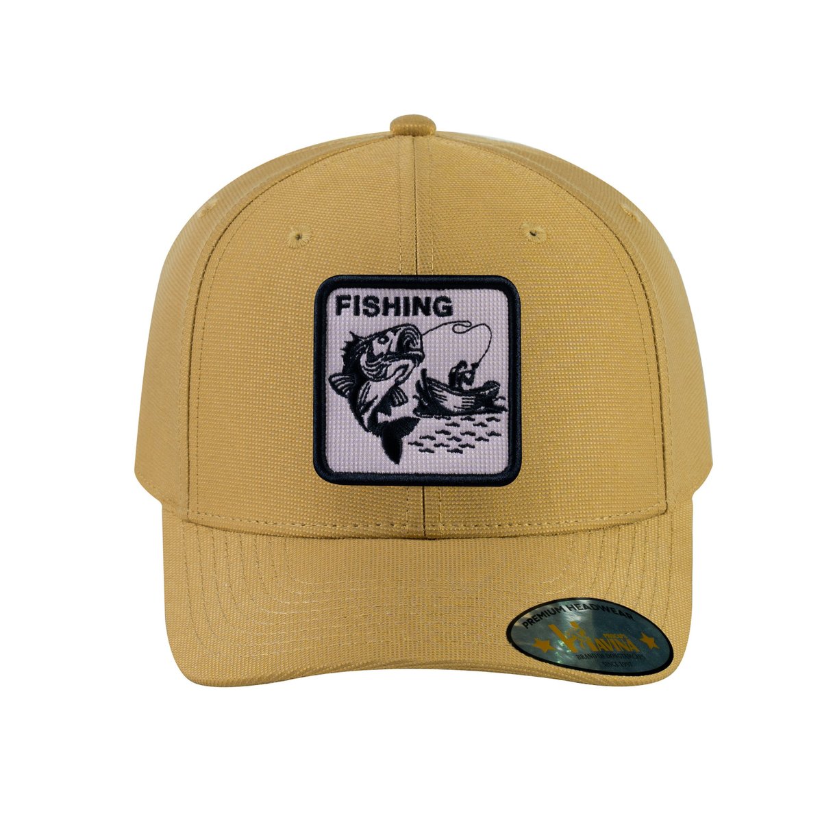 Fishing V2 6-Panel Baseball Cap with Khaki front and Khaki back