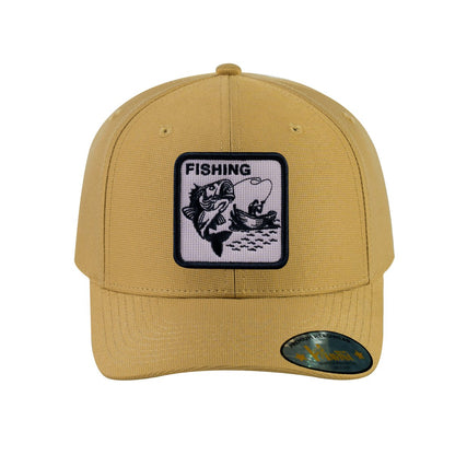 Fishing V2 6-Panel Baseball Cap with Khaki front and Khaki back