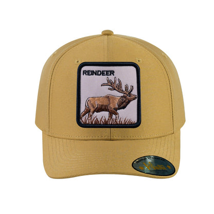 Reindeer V2 6-Panel Baseball Cap with Khaki front and Khaki back