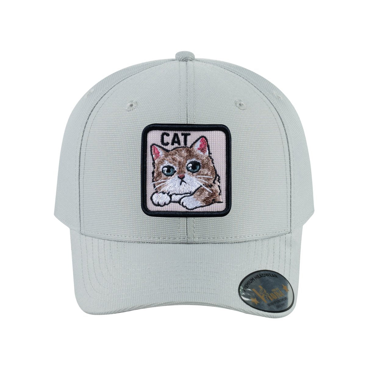 Cat V2 6-Panel Baseball Cap with Light Grey front and Light Grey back