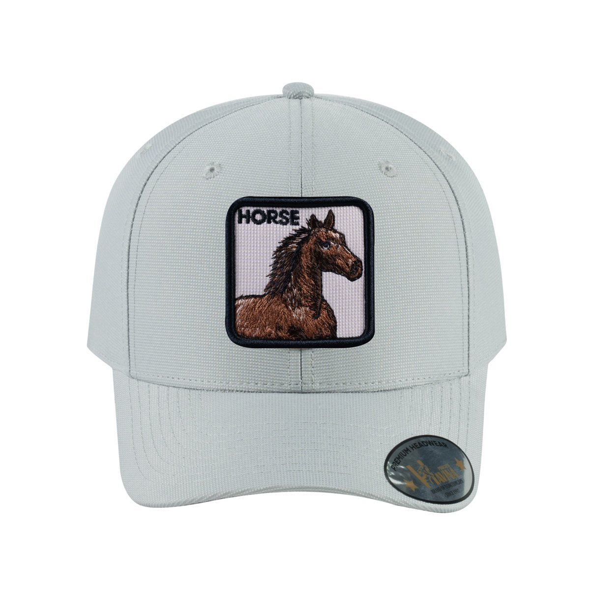 Horse V2 6-Panel Baseball Cap with Light Grey front and Light Grey back