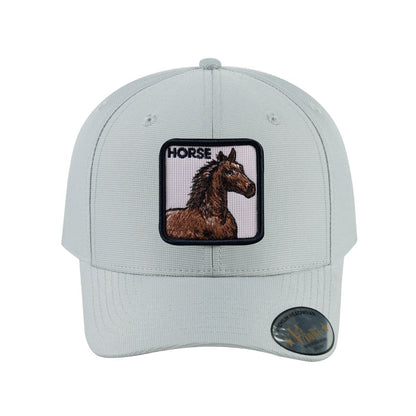 Horse V2 6-Panel Baseball Cap with Light Grey front and Light Grey back