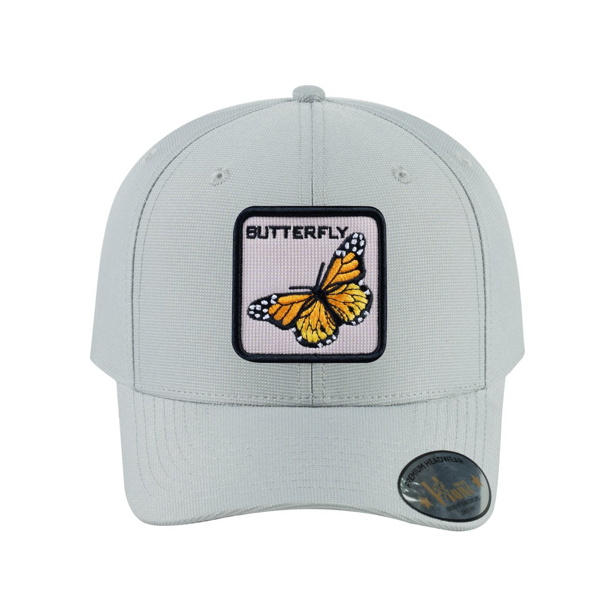 Butterfly V2 6-Panel Baseball Cap with Light Grey front and Light Grey back