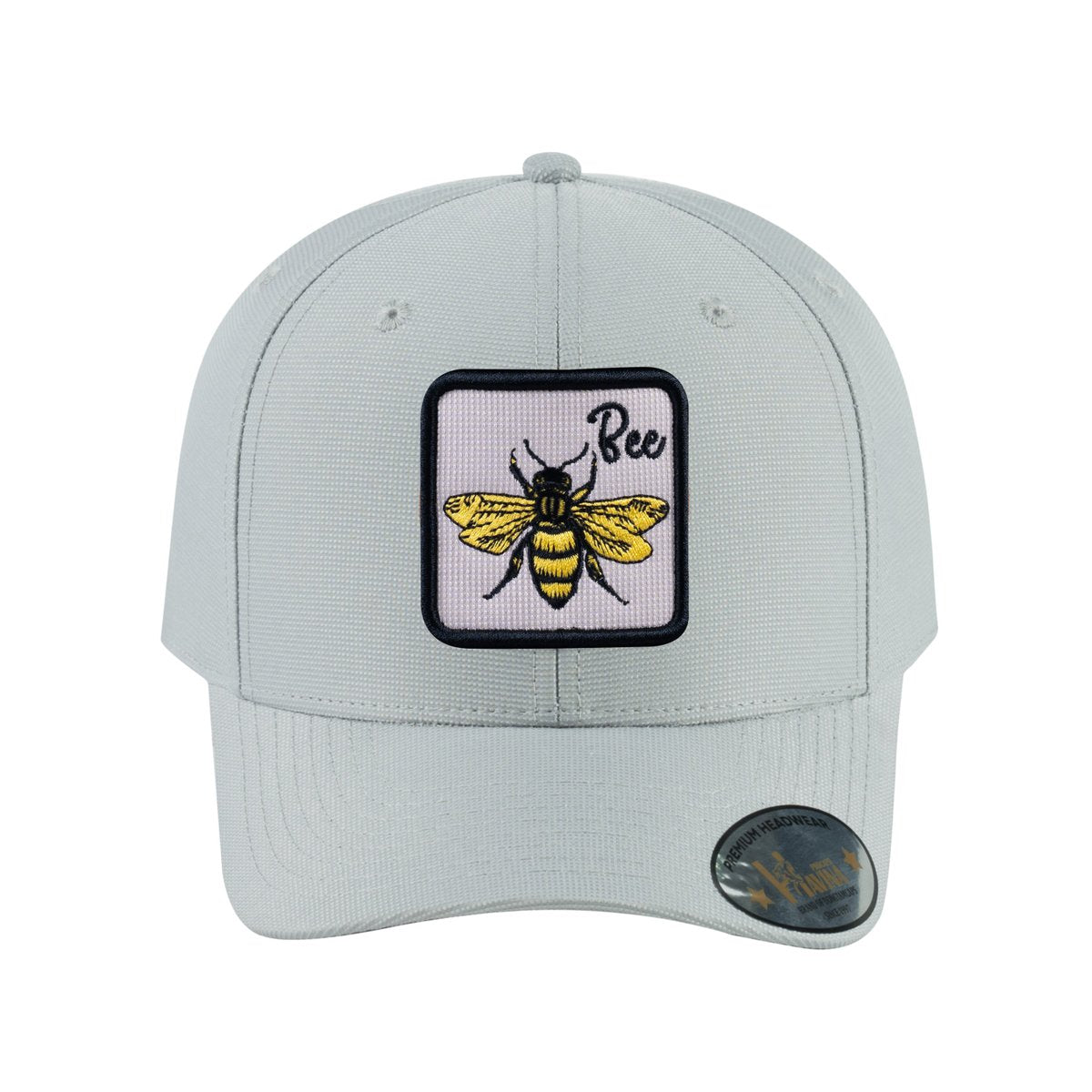Bee V2 6-Panel Baseball Cap with Light Grey front and Light Grey back