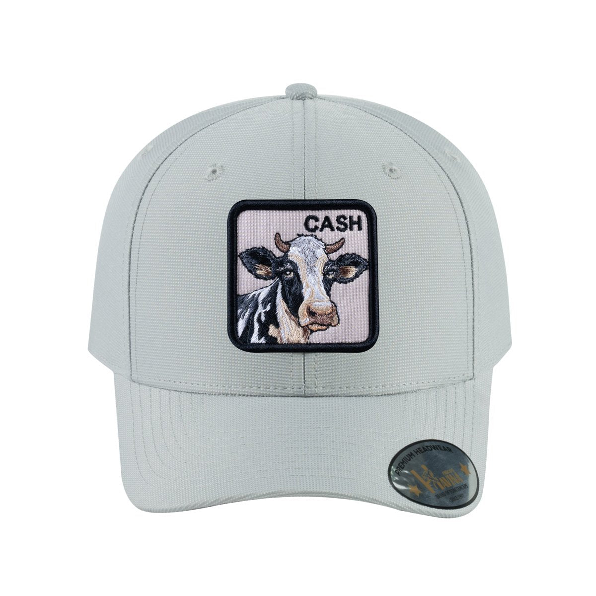 Cow V2 6-Panel Baseball Cap with Light Grey front and Light Grey back