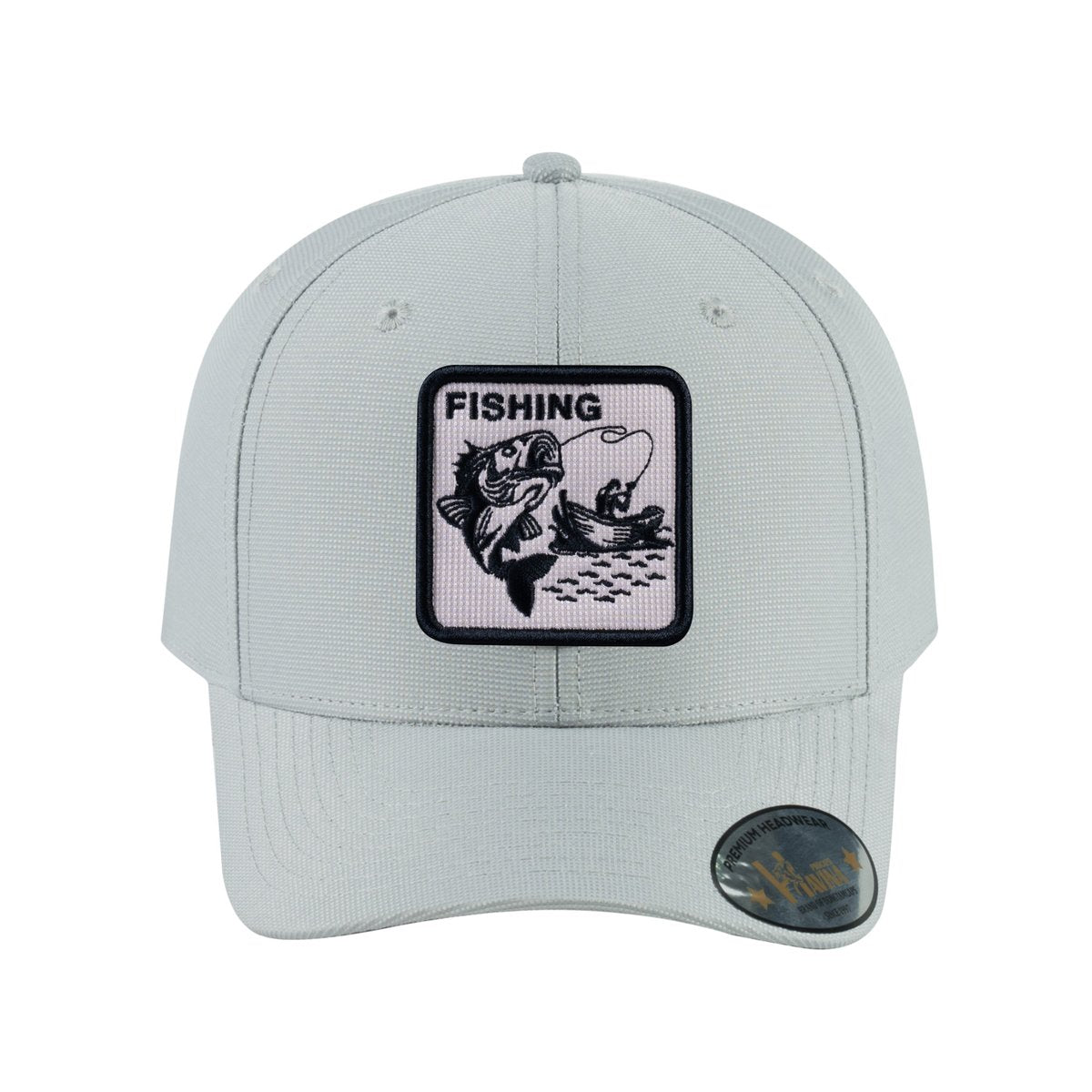 Fishing V2 6-Panel Baseball Cap with Light Grey front and Light Grey back