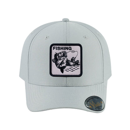 Fishing V2 6-Panel Baseball Cap with Light Grey front and Light Grey back
