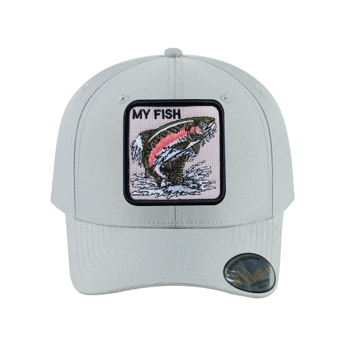 Salmon V2 6-Panel Baseball Cap with Light Grey front and Light Grey back