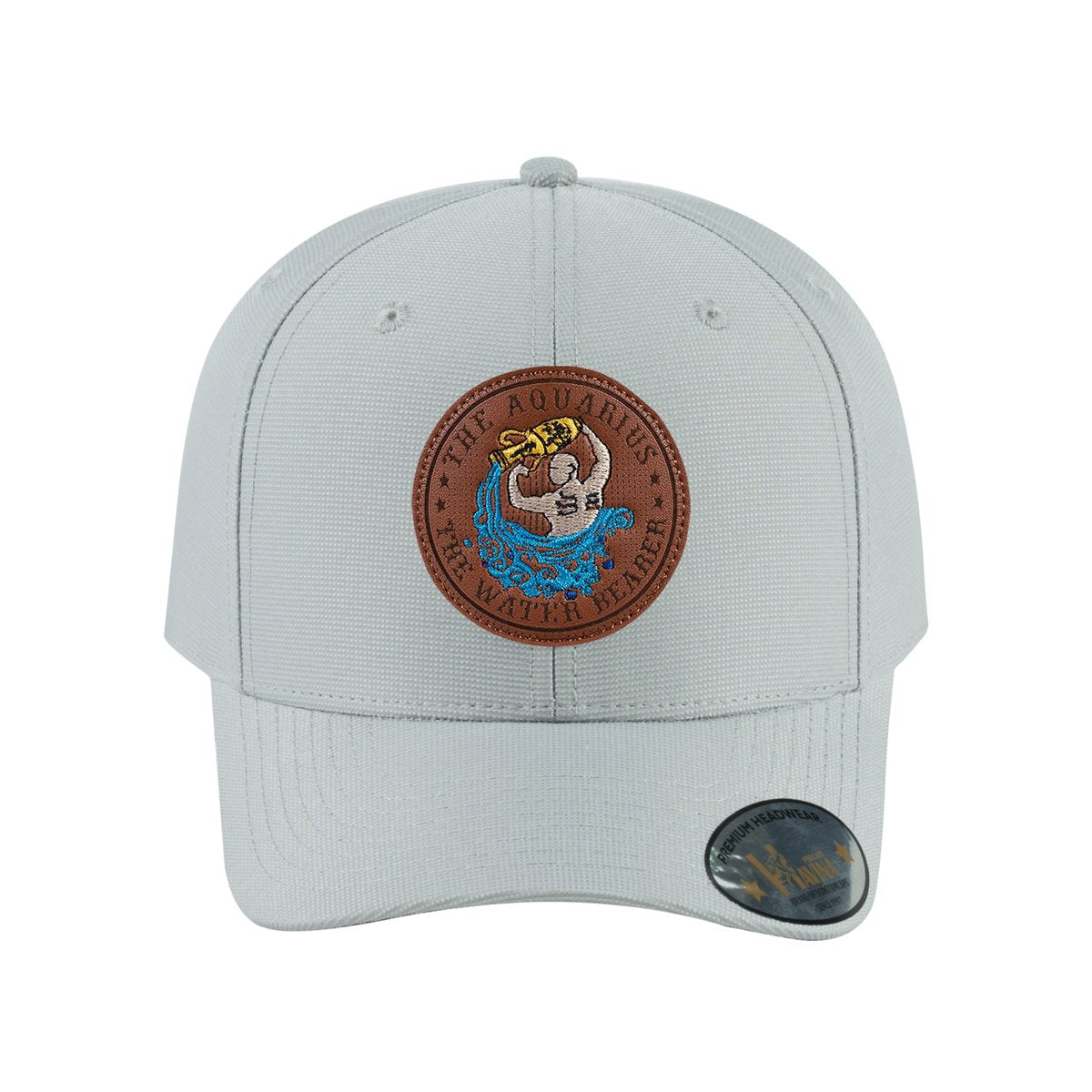 Aquarius Zodiac V2 6-Panel Baseball Cap with Light Grey front and Light Grey back