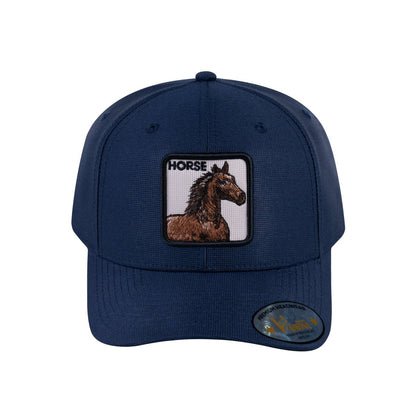 Horse V2 6-Panel Baseball Cap with Navy front and Navy back