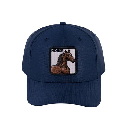 Horse V2 6-Panel Baseball Cap with Navy front and Navy back