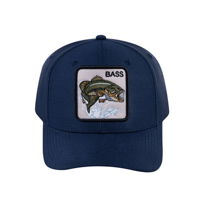 Bass V2 6-Panel Baseball Cap with Navy front and Navy back
