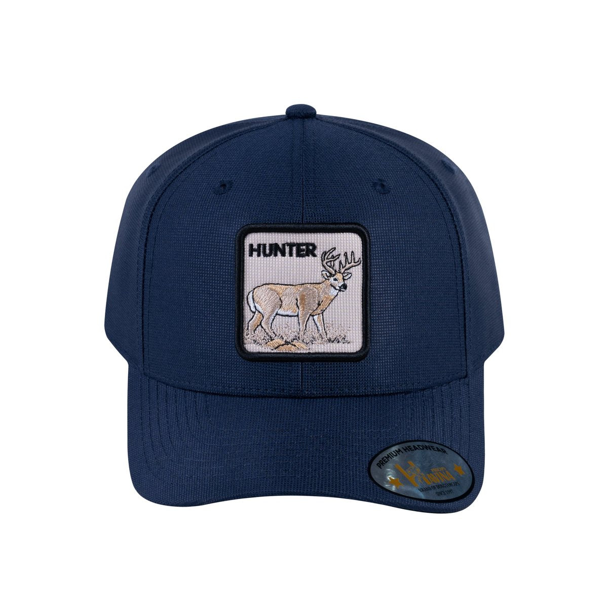 Hunter V2 6-Panel Baseball Cap with Navy front and Navy back