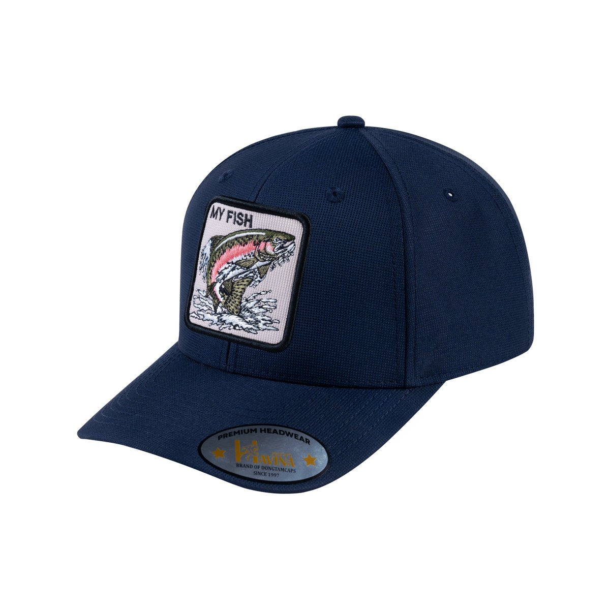 Salmon V2 6-Panel Baseball Cap with Navy front and Navy back