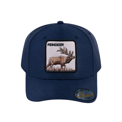 Reindeer V2 6-Panel Baseball Cap with Navy front and Navy back