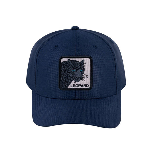 Leopard V2 6-Panel Baseball Cap with Navy front and Navy back