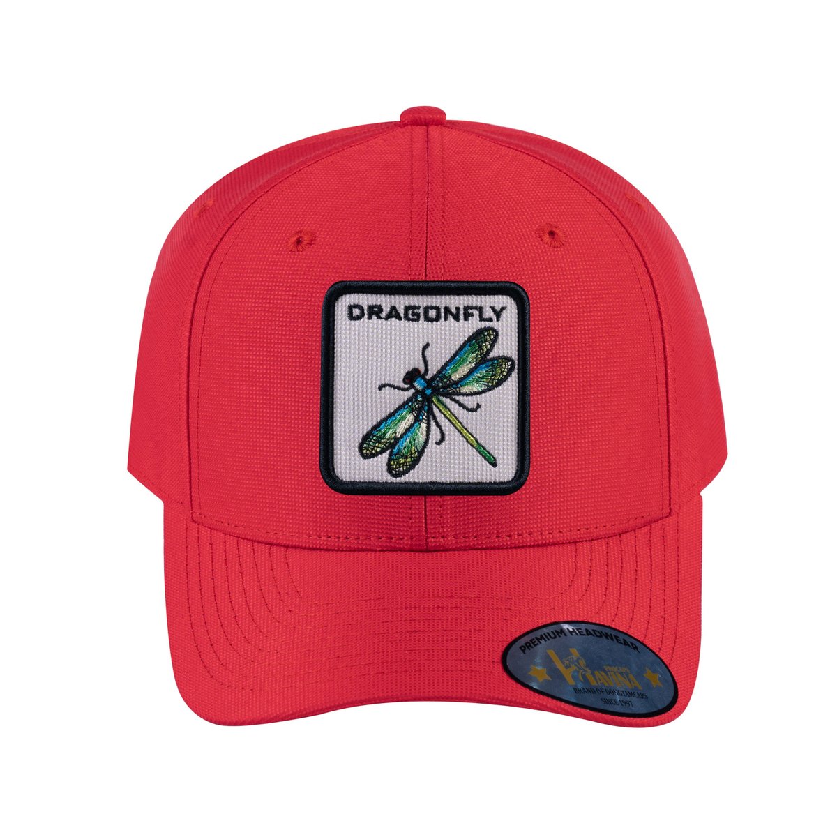 Dragonfly V2 6-Panel Baseball Cap with Red front and Red back