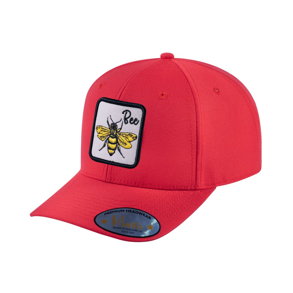 Bee V2 6-Panel Baseball Cap with Red front and Red back