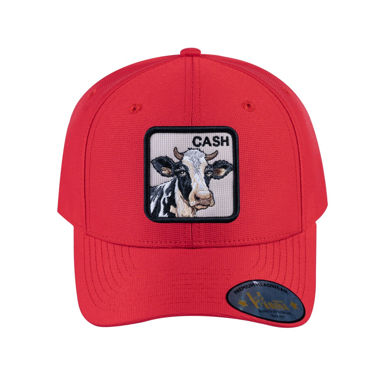 Cow V2 6-Panel Baseball Cap with Red front and Red back