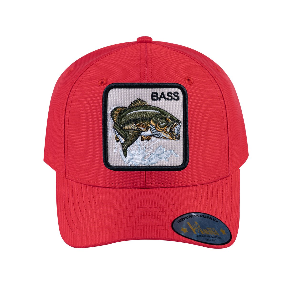 Bass V2 6-Panel Baseball Cap with Red front and Red back