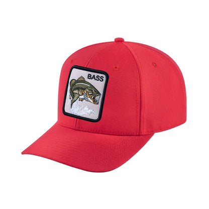 Bass V2 6-Panel Baseball Cap with Red front and Red back